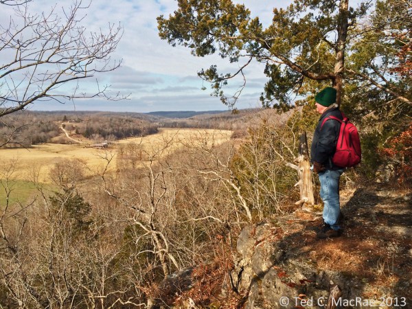 Friend and Ozark Trail co-conspirator Rich Thoma looks out over the Huzzah Creek Valley.